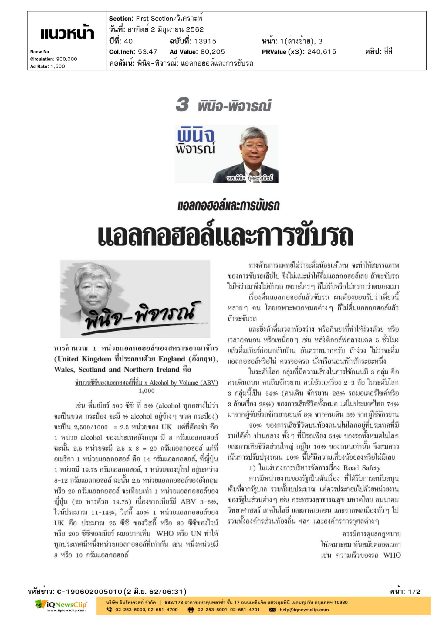บทความ เรื่อง แอลกฮอล์และการขับรถ