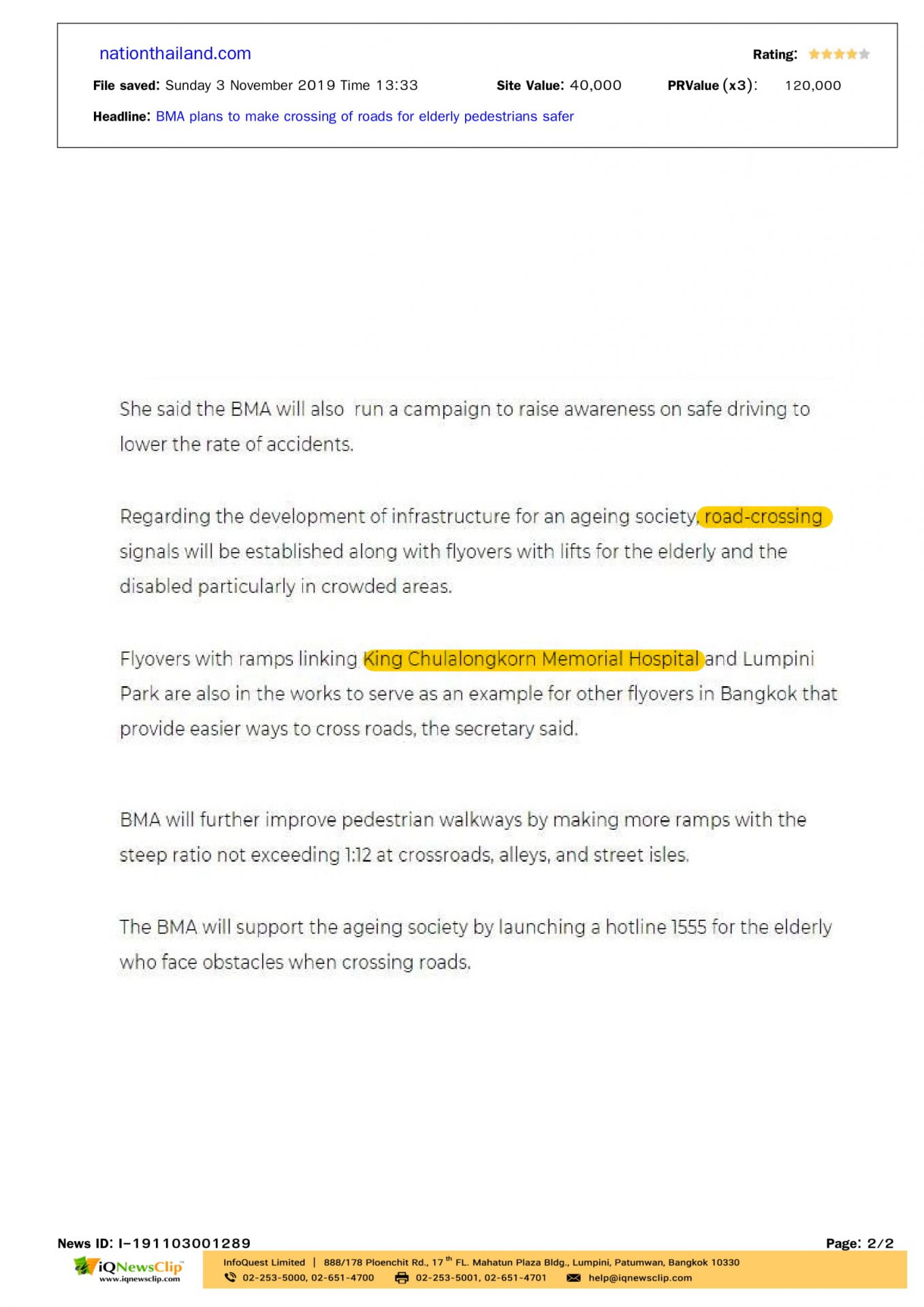 BMA plans to make crossing of roads for elderly pedestrians safer