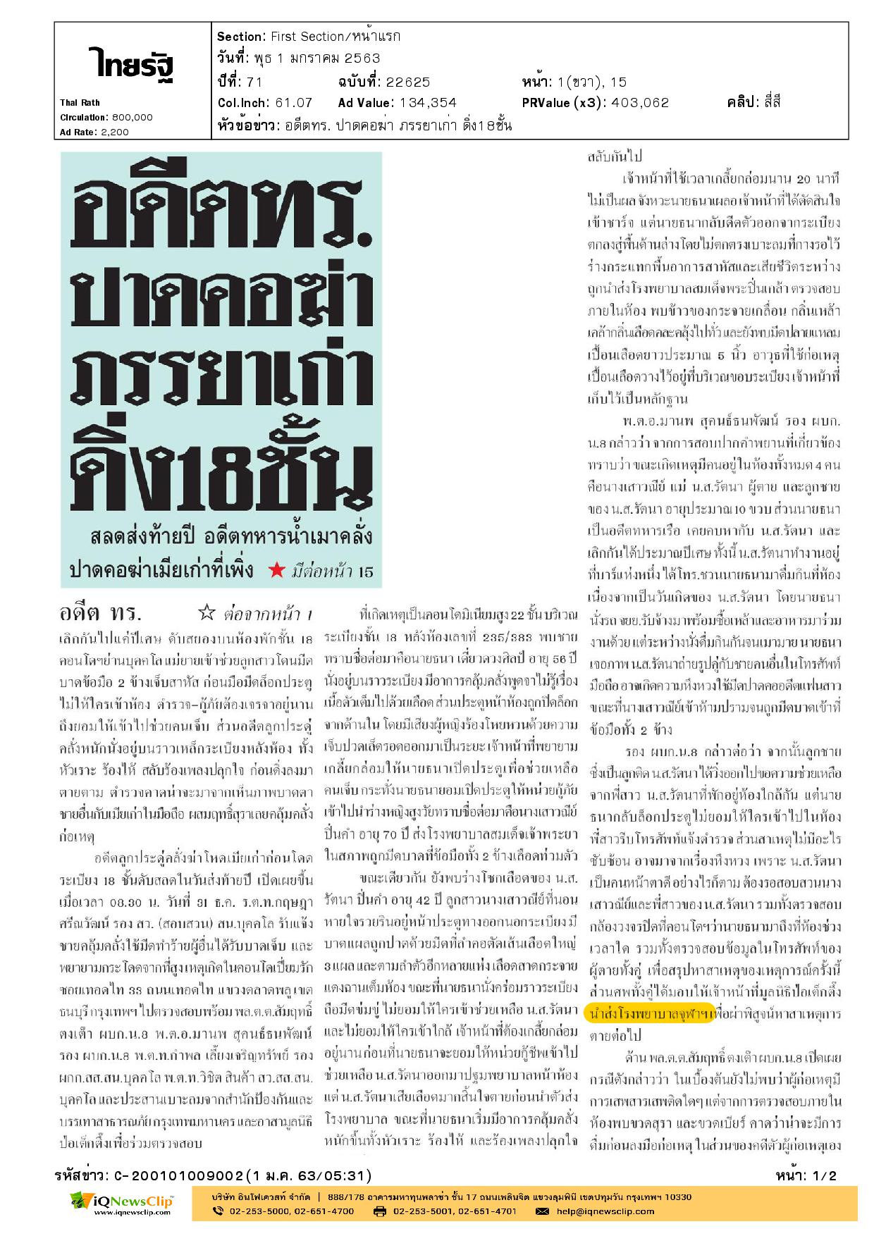 ชายกระโดดตึก นำส่ง รพ.จุฬาฯ