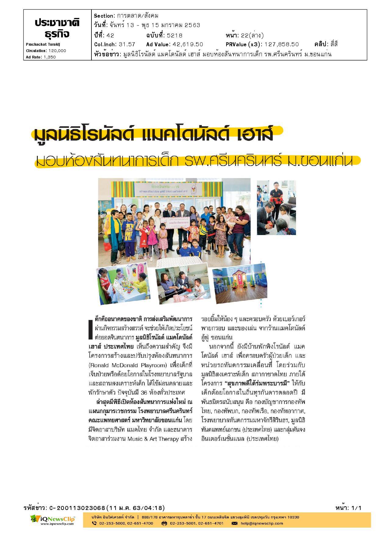 ห้องสันทนาการเด็ก รพ.ศรีนครินทร์ มข.