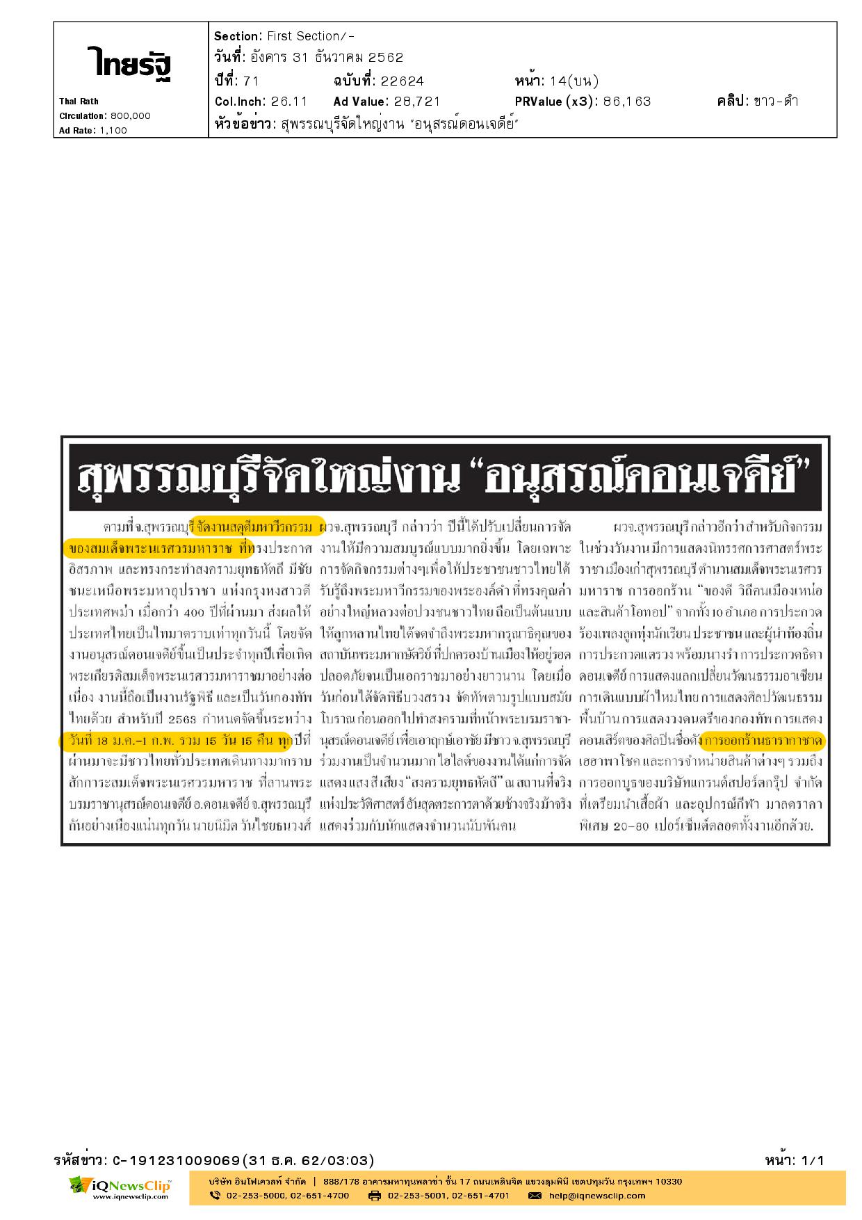 เที่ยวงานอนุสรณ์ดอนเจดีย์ ประจำปี 2563 เเละการออกร้านธารากาชาด