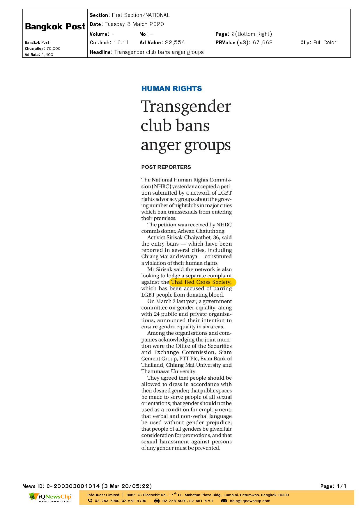Transgender club bans anger groups