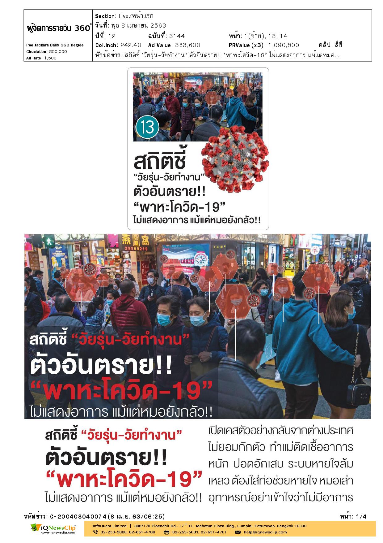 วัยรุ่น-วัยทำงาน” ตัวอันตราย “พาหะโควิด-19” ไม่แสดงอาการ