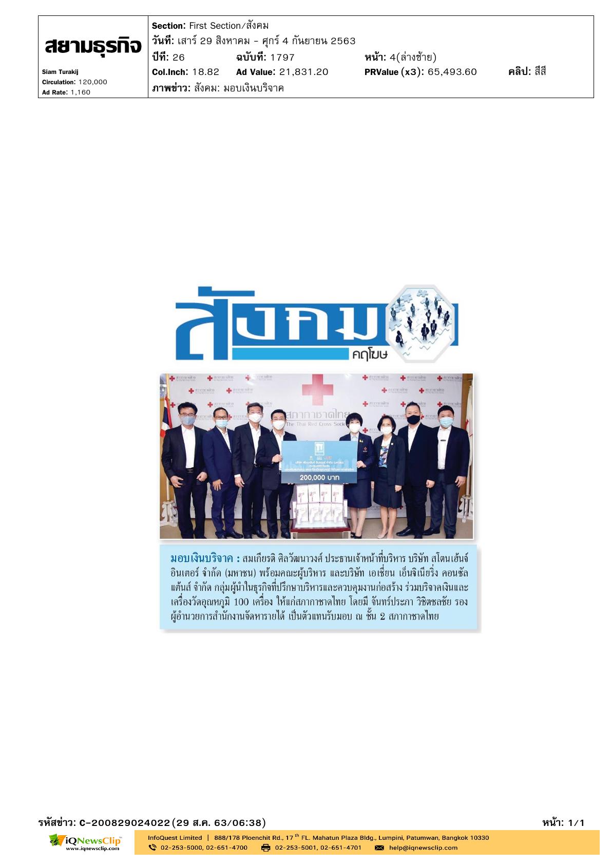 รับมอบเงินและเครื่องวัดอุณหภูมิ