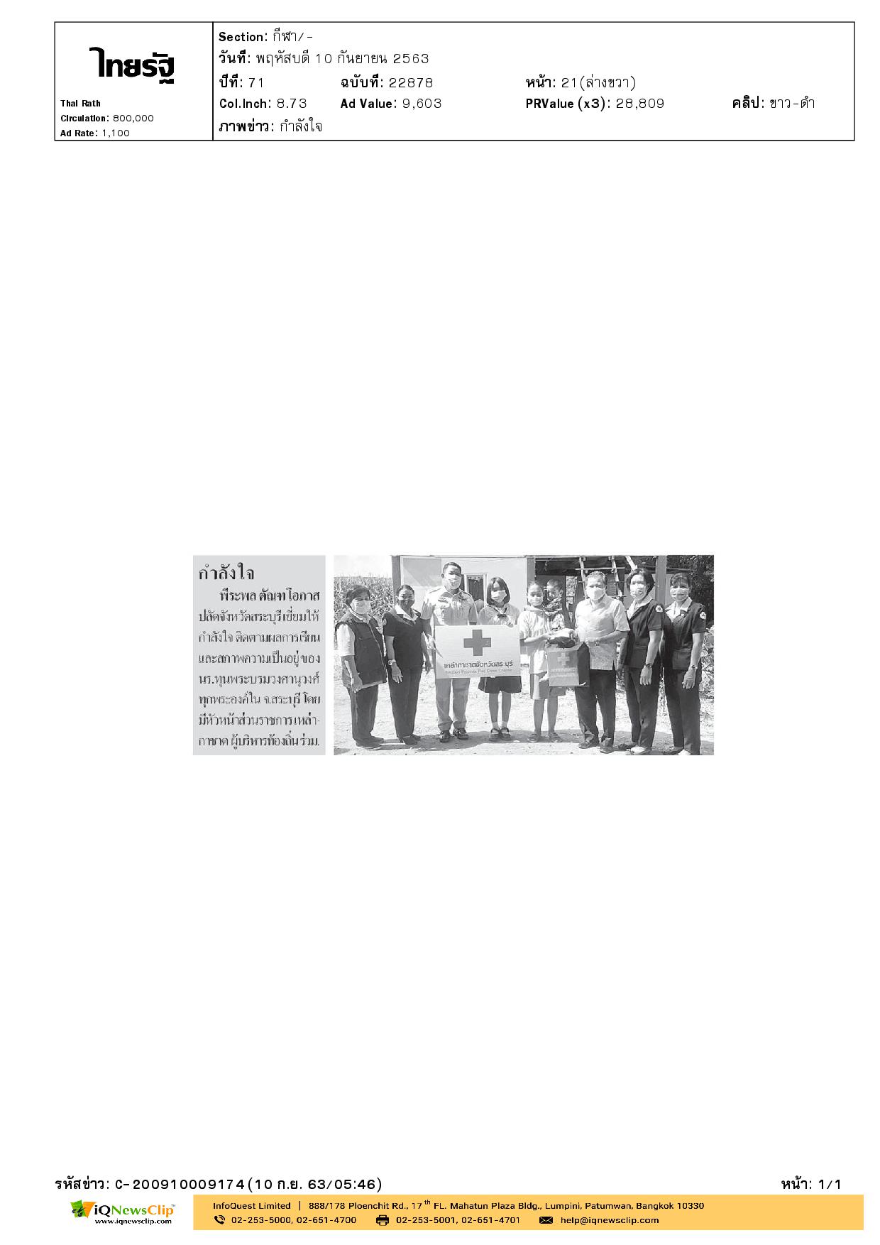 เหล่ากาชาด จ.สระบุรี ร่วมเยี่ยมให้กำลังใจติดตามผลการเรียน