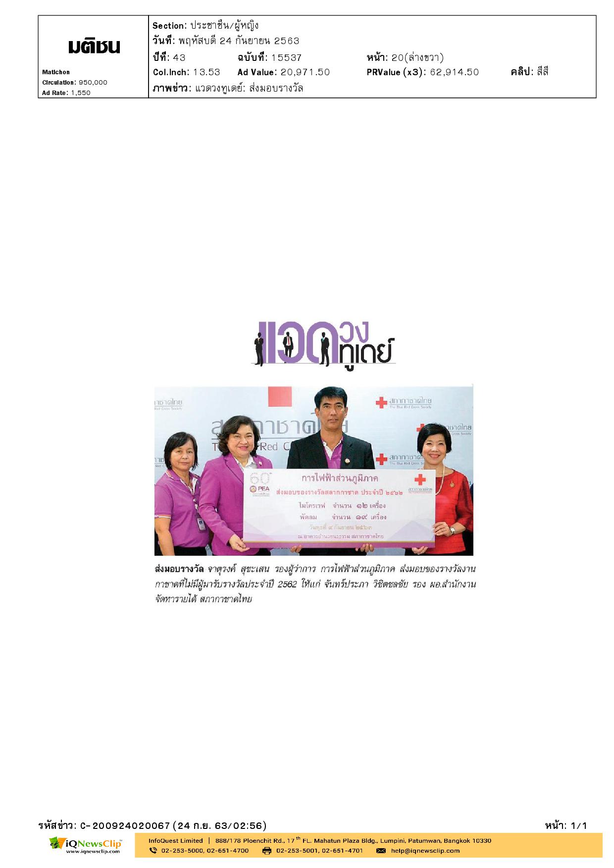มอบของรางวัลงานกาชาดที่ไม่มีผู้มารับรางวัล ประจำปี 2562 ให้แก่สภากาชาดไทย