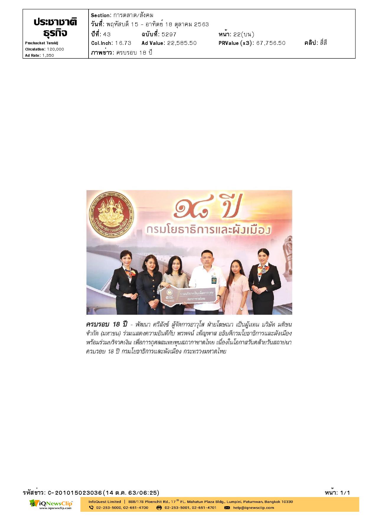 บริจาคเงินสมทบทุนสภากาชาดไทย
