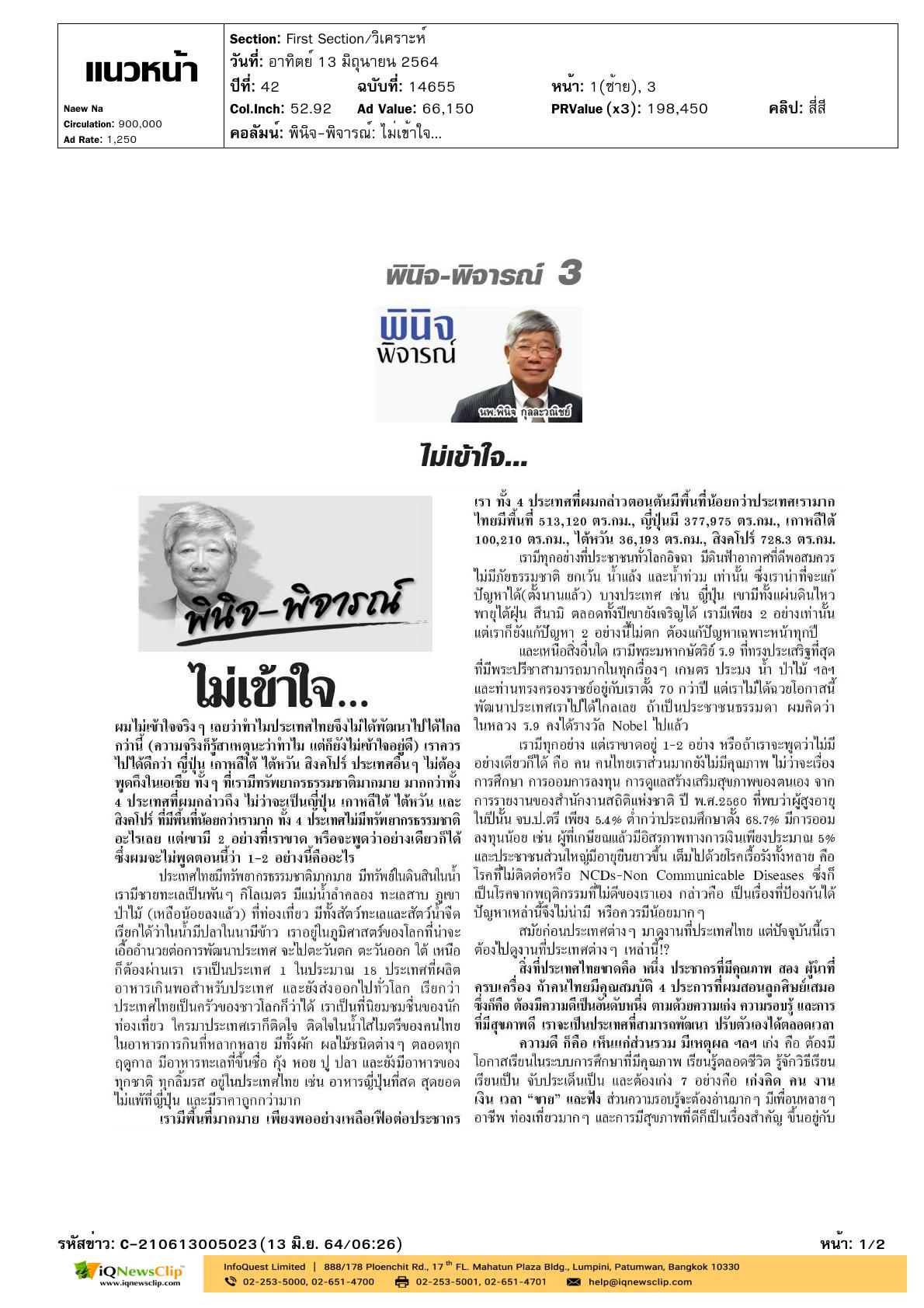 คอลัมน์ “พินิจ-พิจารณ์” เรื่อง “ไม่เข้าใจ”