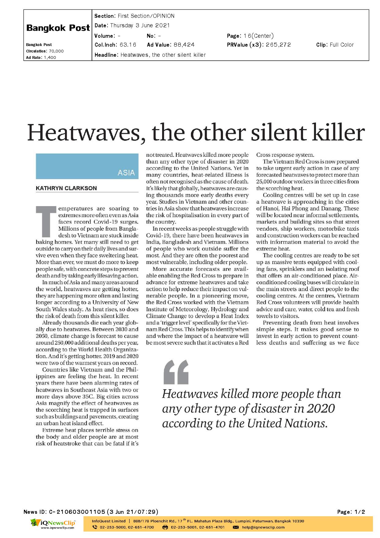 Heatwaves, the other silent killer