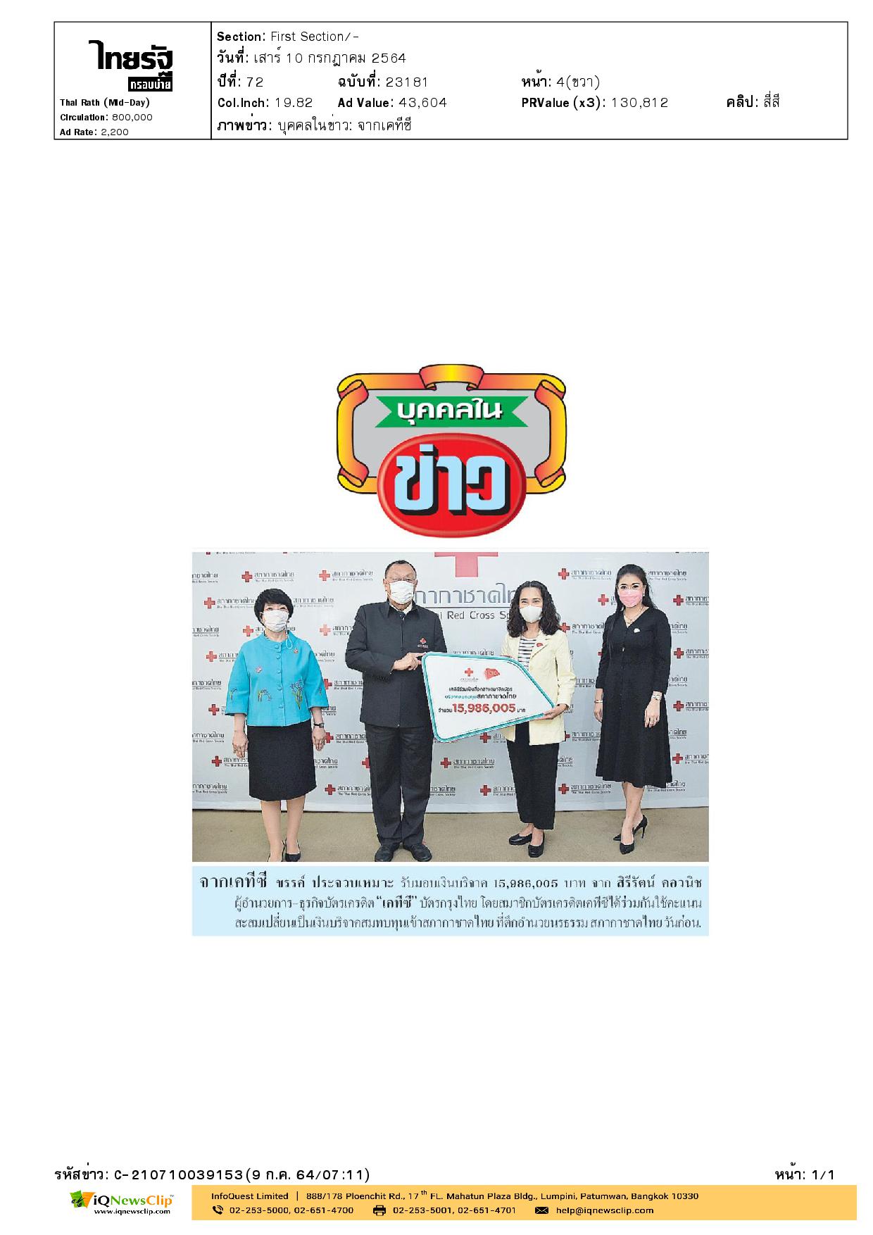นายขรรค์ ประจวบเหมาะ รับมอบเงินบริจาคจากธุรกิจบัตรเครดิต