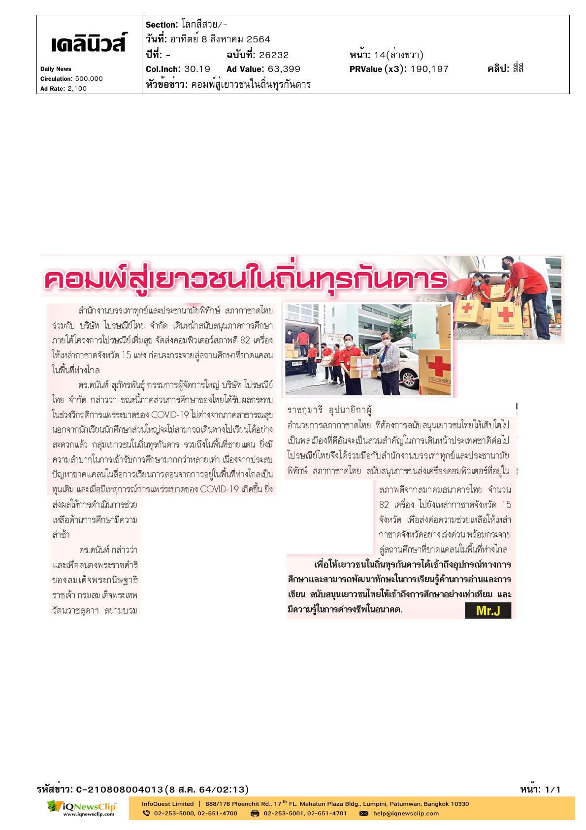 โครงการไปรษณีย์เพิ่มสุข มอบเครื่องคอมพิวเตอร์