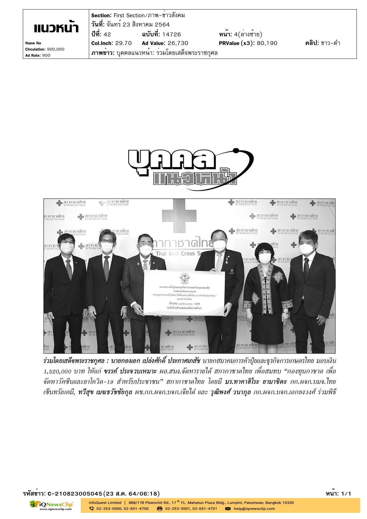 รับมอบเงินบริจาค