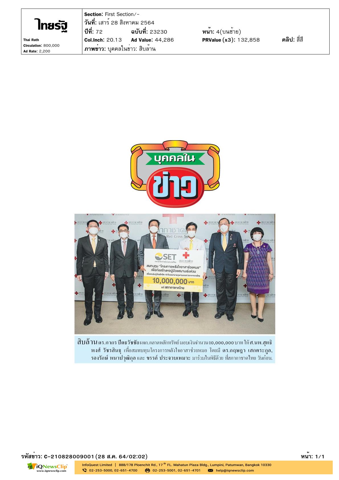 รับมอบเงินบริจาค
