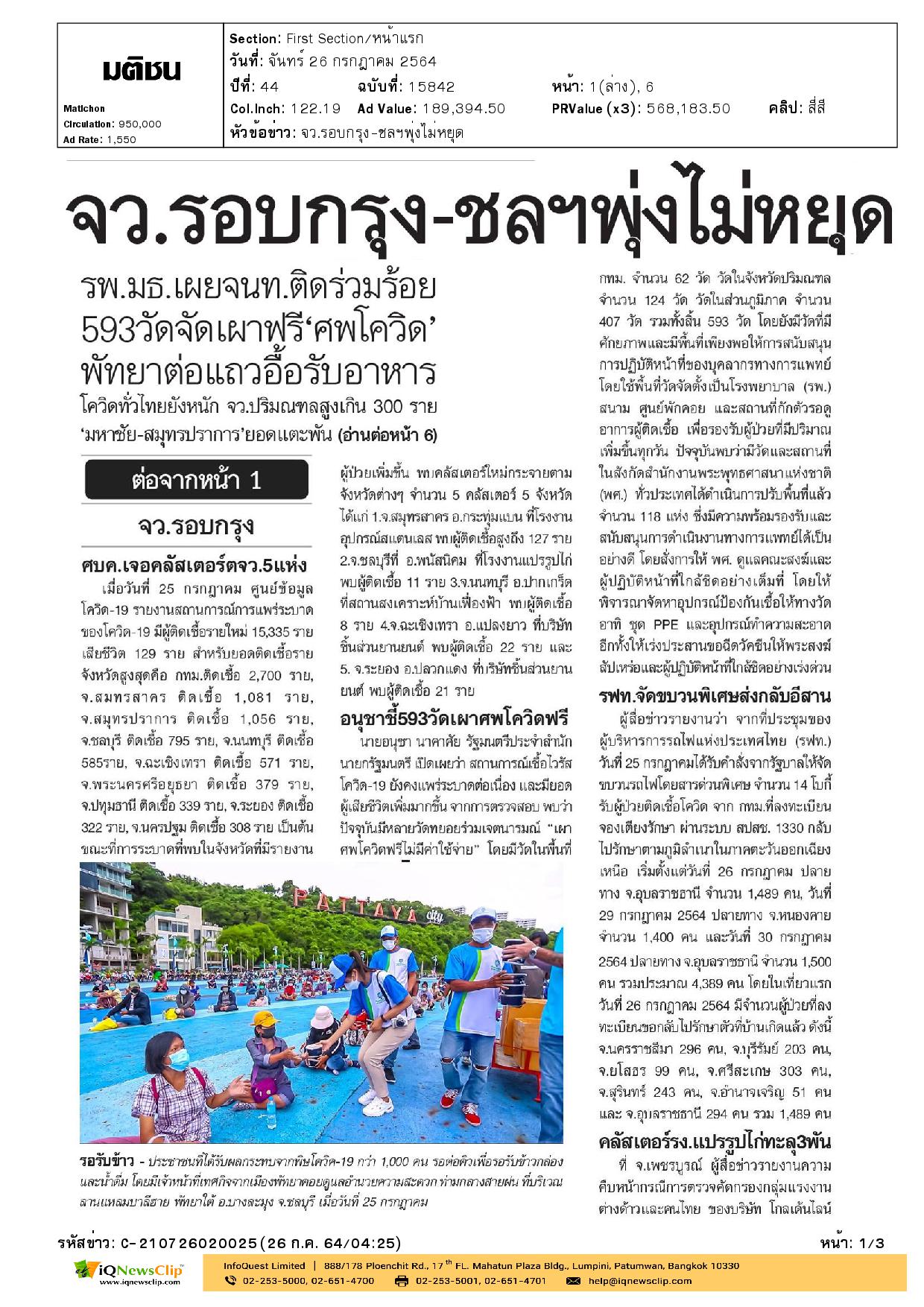 ประสานงานจากสภากาชาดไทย เรื่องการจัดสรรวัคซีนโมเดอร์นา