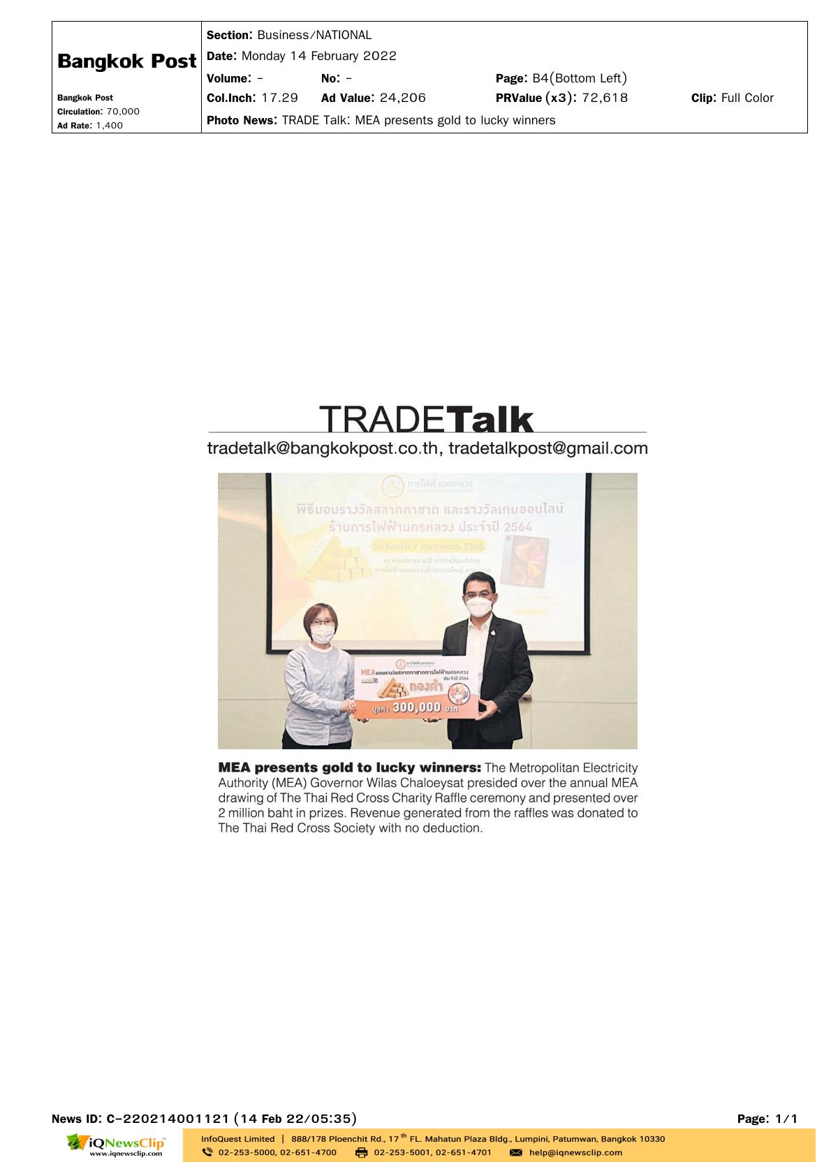 MEA Present gold to lucky winners