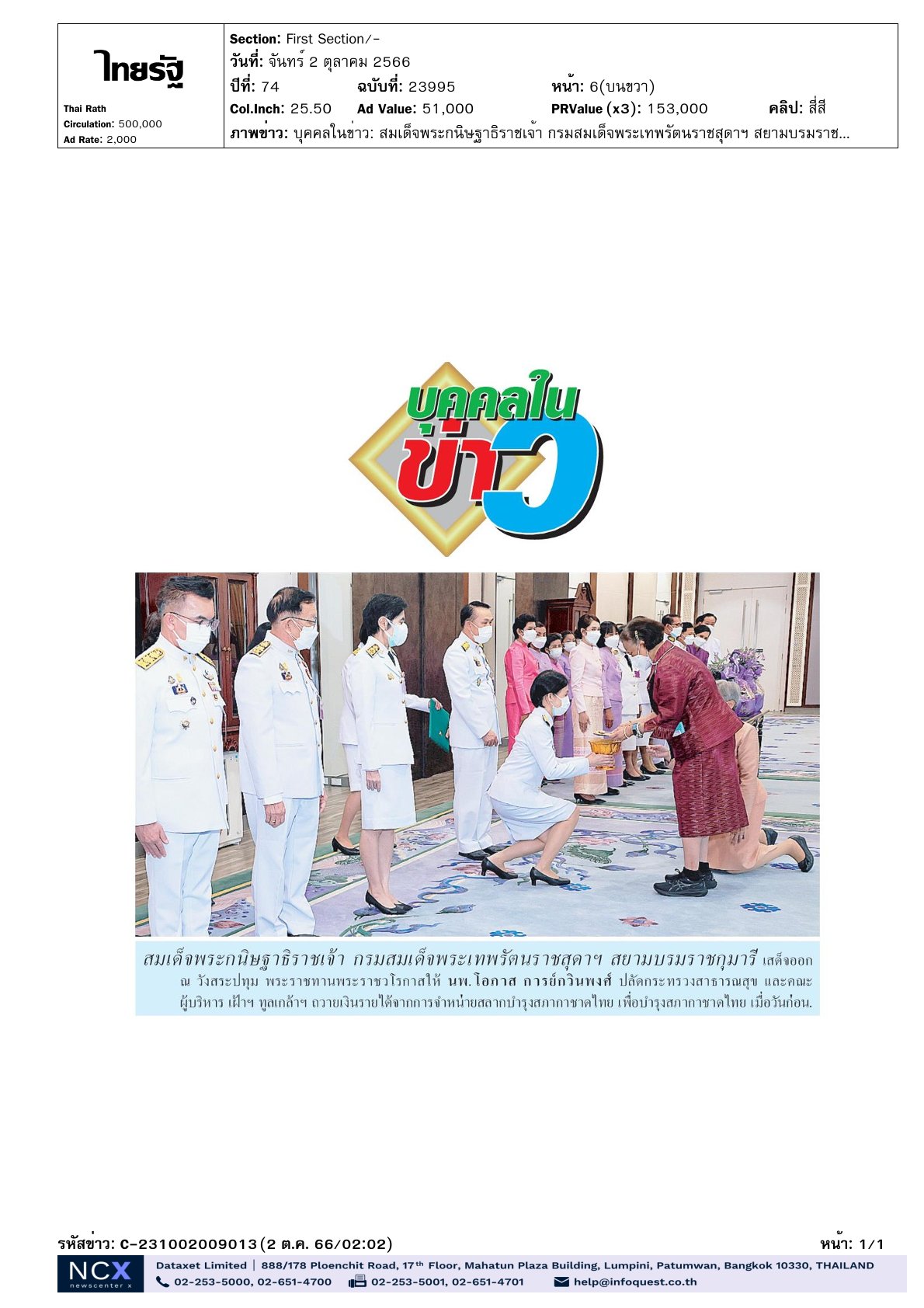 เฝ้าฯ ทูลเกล้าฯ ถวายเงิน