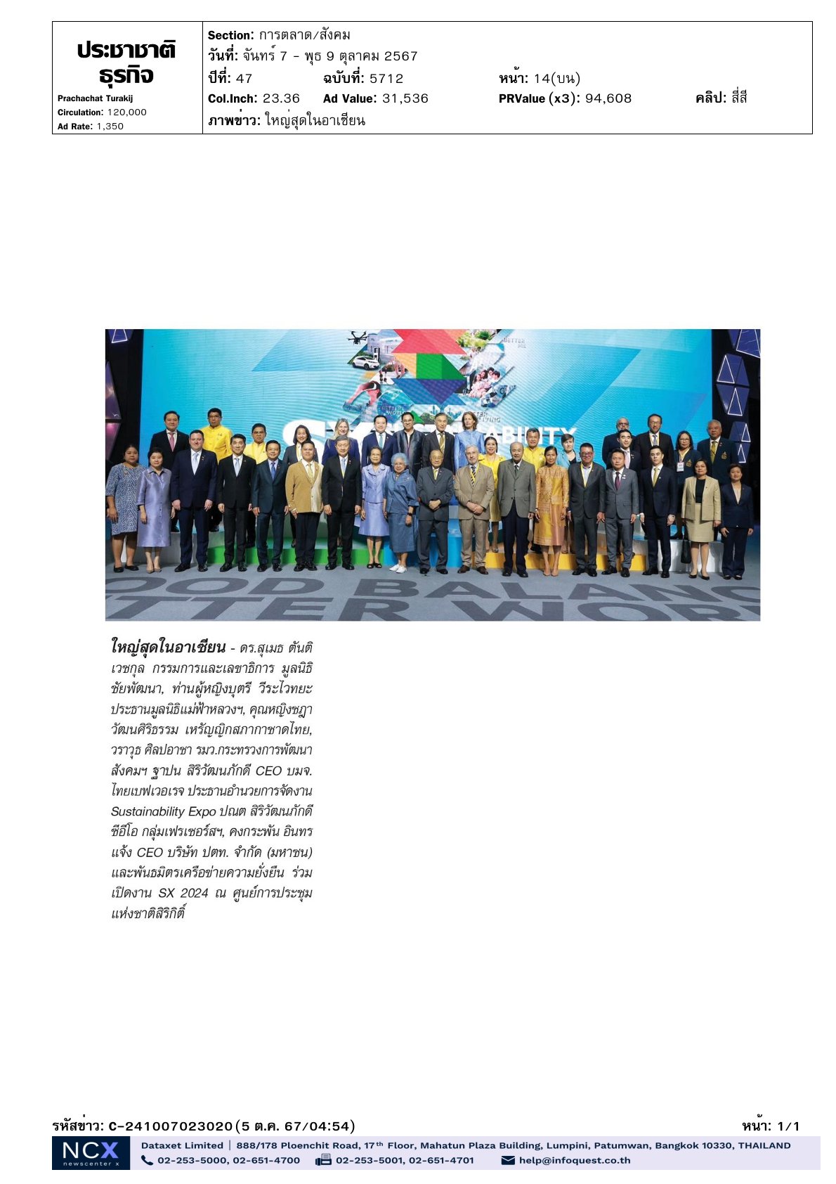งาน SUSTAINABILITY EXPO 2024