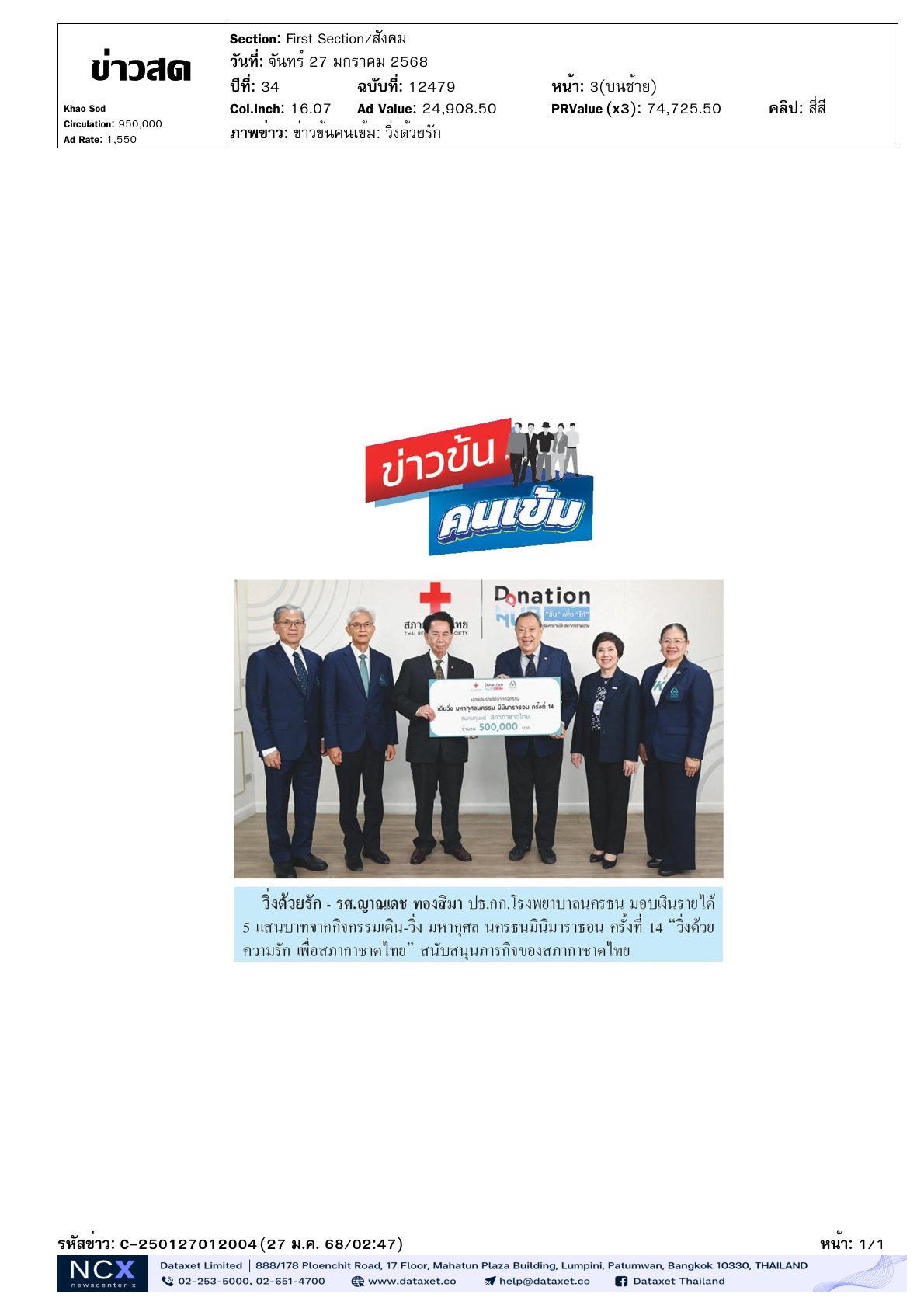 กิจกรรมเดิน-วิ่งมหากุศล นครธนมินิมาราธอน ครั้งที่ 14 “วิ่งด้วยความรัก”