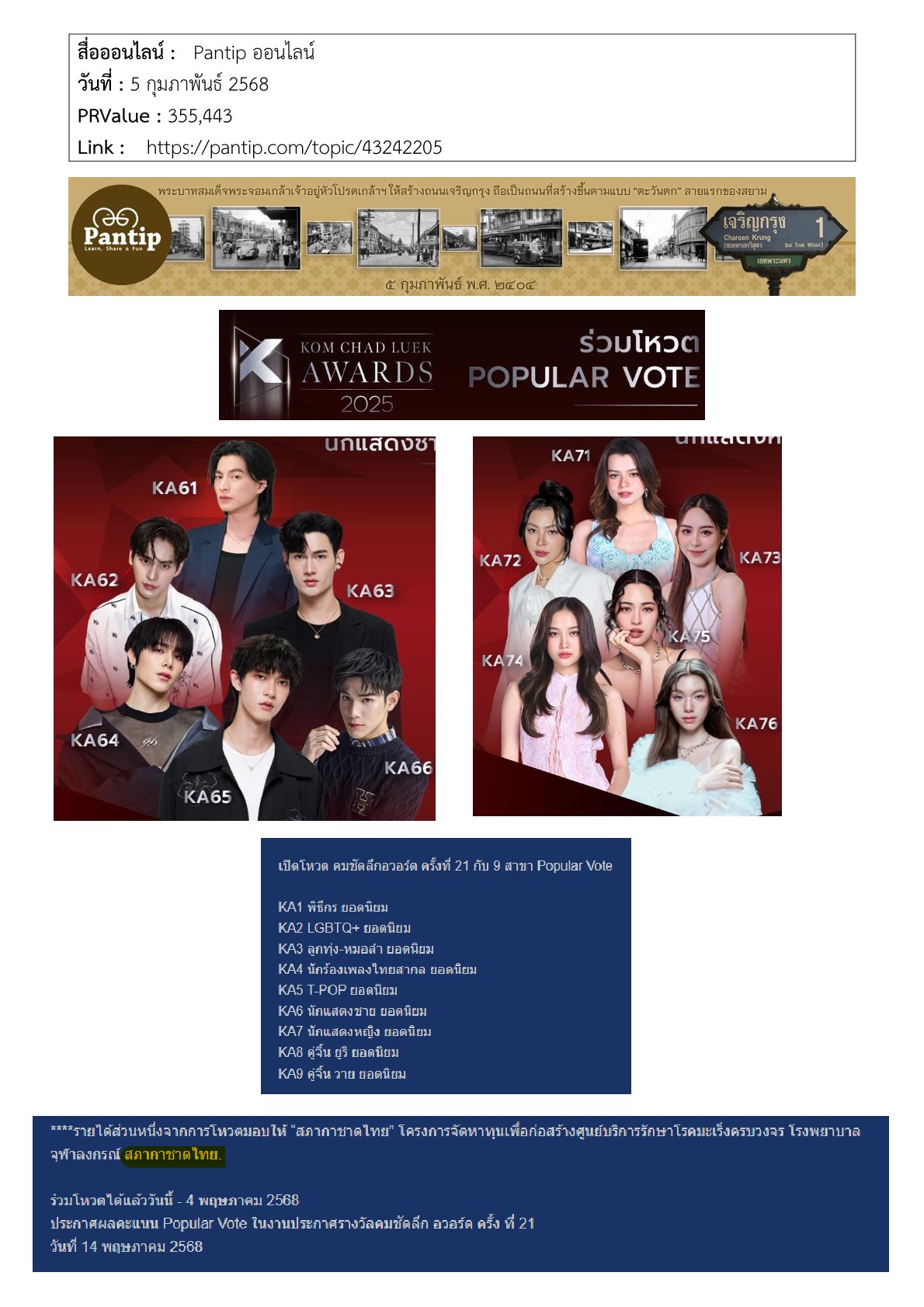 เปิดโหวต คมชัดลึกอวอร์ด ครั้งที่ 21