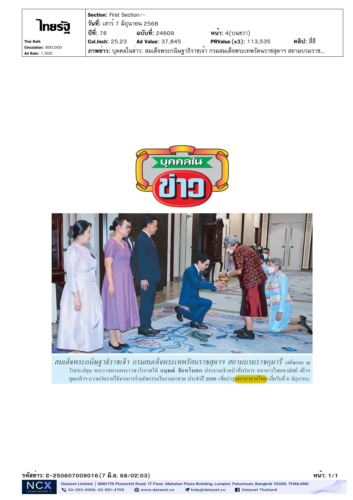 เฝ้าฯ ทูลเกล้าฯ ถวายเงินรายได้ ในงานกาชาด ประจำปี 2566